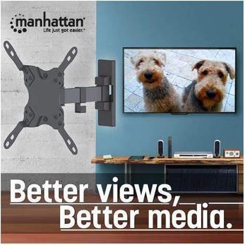 Image du produit Manhattan Support mural universel pour TV, inclinable et pivotant (Mur, 43", 20 kg)