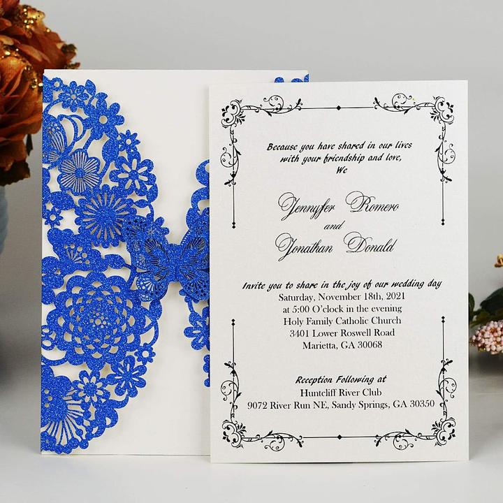 Produktbild Hosmsua Laserschnitt Hochzeitseinladungen mit Schmetterling (20 Stk.)