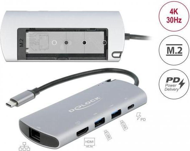 Produktbild Delock USB Type-C™ Dockingstation mit M.2 Slot (USB-C, 1 Ports)
