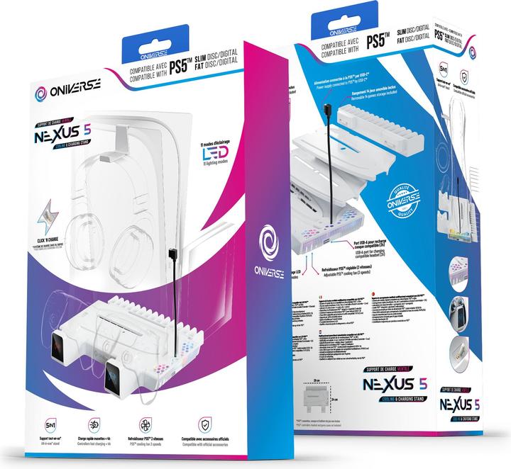 Image du produit Oniverse Nexus 5 Multifunctionele Standaard (PS5/ PS5 Slim) Wit (ONICSMLT-PS5-WHT) (PS5)