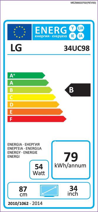 Energy Label LG 34uc98-W (3440 x 1440 pixels, 34")