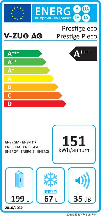 Energie-Label V-Zug Prestige P eco (276 l)
