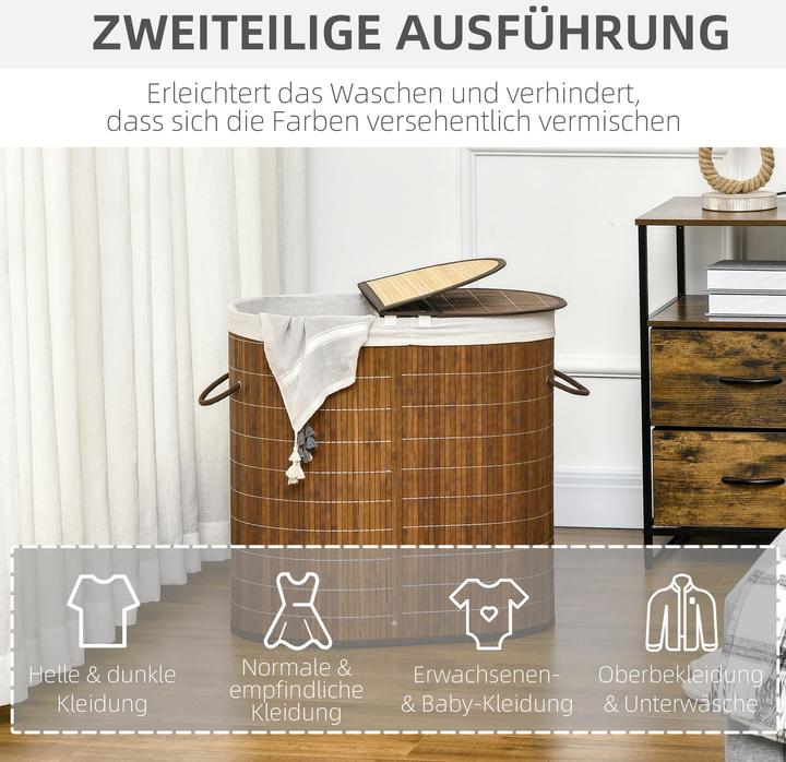 Actual product image Homcom Laundry basket with wing lid and 2 compartments (50 l)