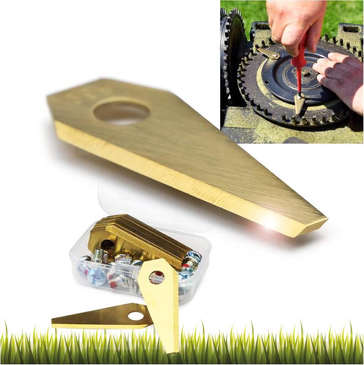 Immagine prodotto Wiltec Rasenroboter Messer Set Titan 49x19mm 18 Stück Mähroboter Rasenmäher (Robot falciante, Lame per tosaerba + lame di ricambio per macchine da giardino)
