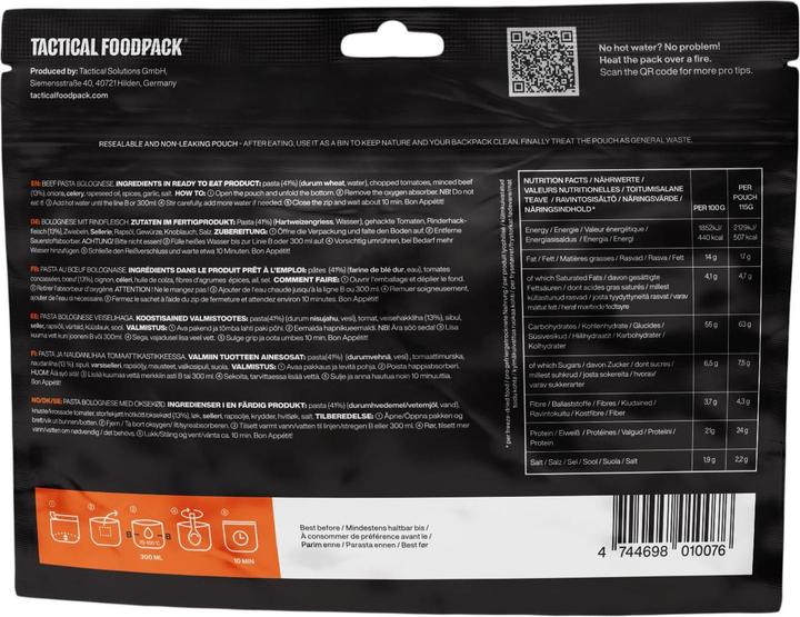 Actual product image Tactical Foodpack Beef Spaghetti Bolognese (115 g)