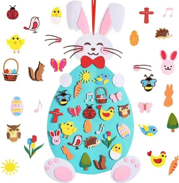 Produktbild Activity Board DIY Filz Ostern Kaninchen Anhänger Set bunte Eier Küken Puzzle Wand hängende Ornament Ostern Party