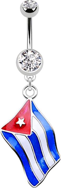 Produktbild Star Piercing Banane silber mit Anhänger Flagge Kuba (ohne Messing, Chirurgenstahl 316L)