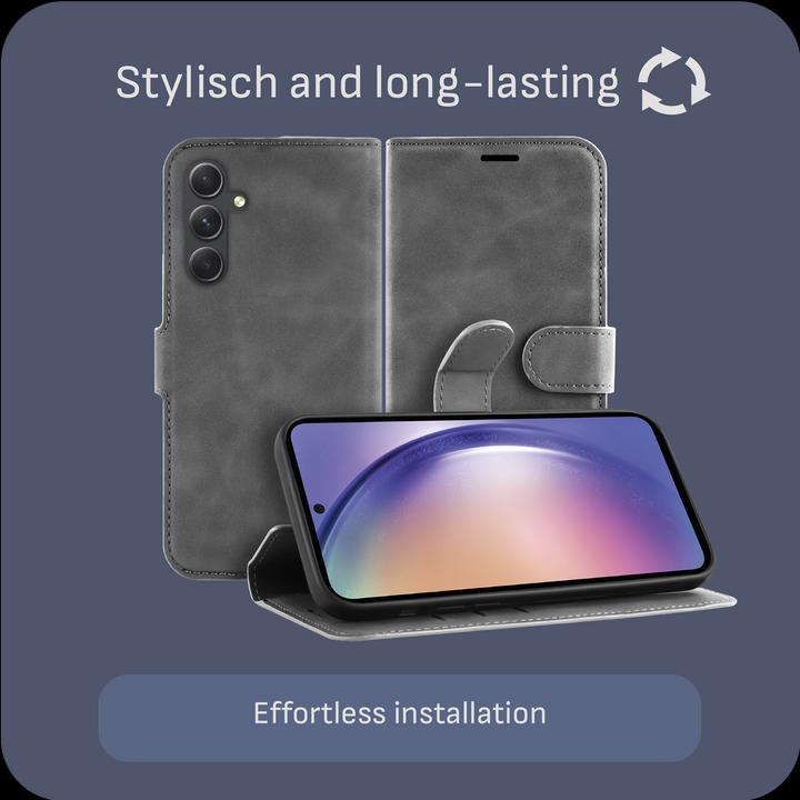 Produktbild Cazy Premium-Geldbörsen-Etui für Samsung Galaxy A55, Magnetisches Geldbörsen-Etui, Kartenfächer, Ständer (Samsung Galaxy A55)