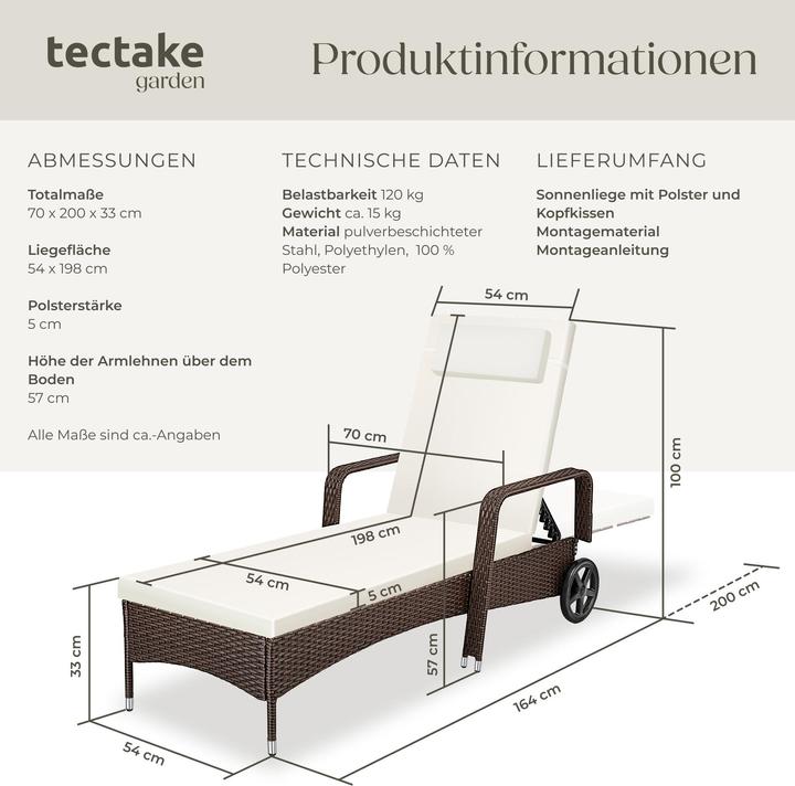 Actual product image tectake Sonnenliege (200 cm)