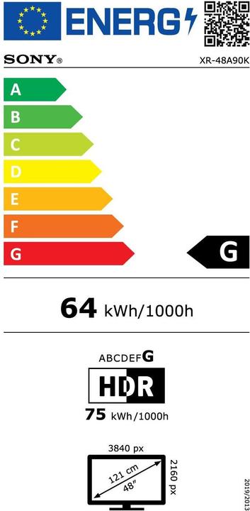 Energie-Label Sony XR-48A90K (48", A90K, OLED, 4K, 2022)