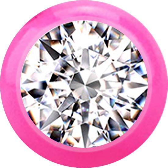 Star Piercing Micro Kugel pink mit Kristall silber (Acryl, Chirurgenstahl 316L)