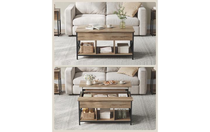 Actual product image Vasagle Couchtisch hellbraun 95,0 x 60,0 x 48,0 / 62,0 cm