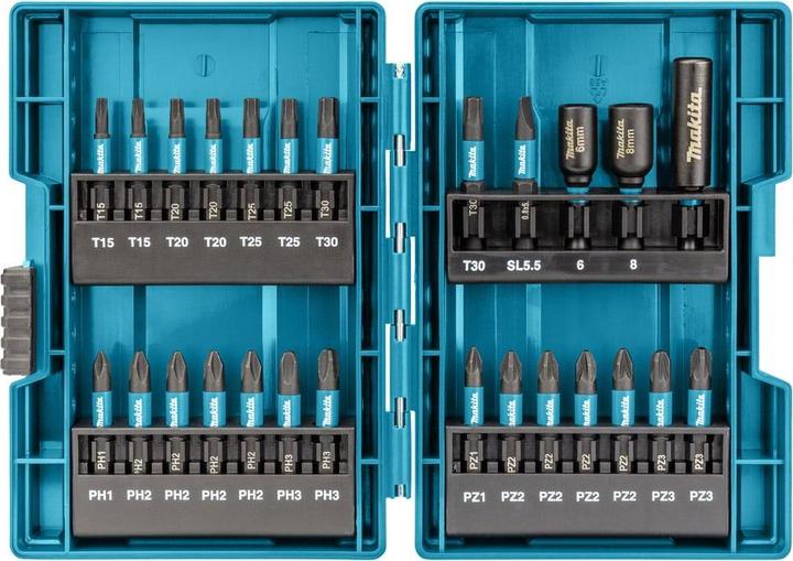 Produktbild Makita Impact Black-Bit-Set (Kreuz Phillips PH M2, Kreuz Phillips PH M3, Kreuz Pozidriv PZ M2, Kreuz Pozidriv PZ M3, Innensechsrund TX M20, Innensechsrund TX M30)