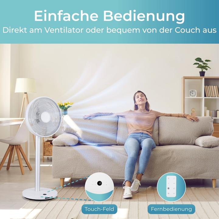 Image du produit KLAMER Silent Ventilator mit Fernbedienung, 12 Geschwindigkeitsstufen, autom. 90° Oszillation (57.90 dB)