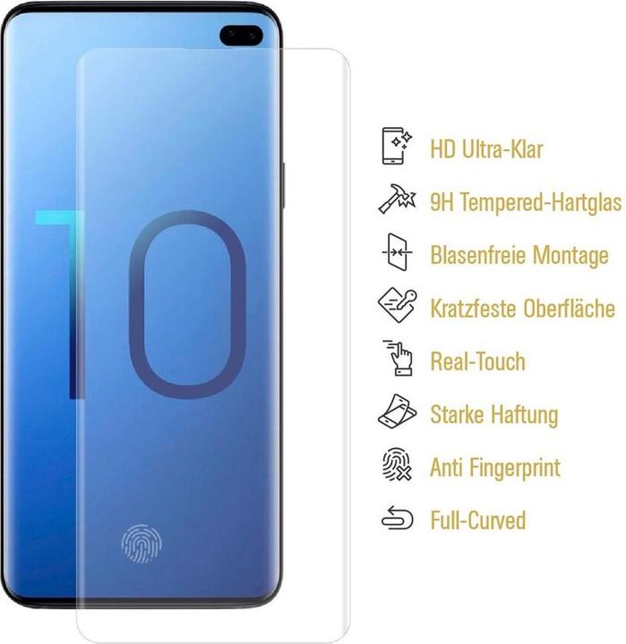Produktbild Protectorking 2x echtes Tempered 9H Panzerhartglas 3D KLAR (6 Stück, Samsung Galaxy S10+)