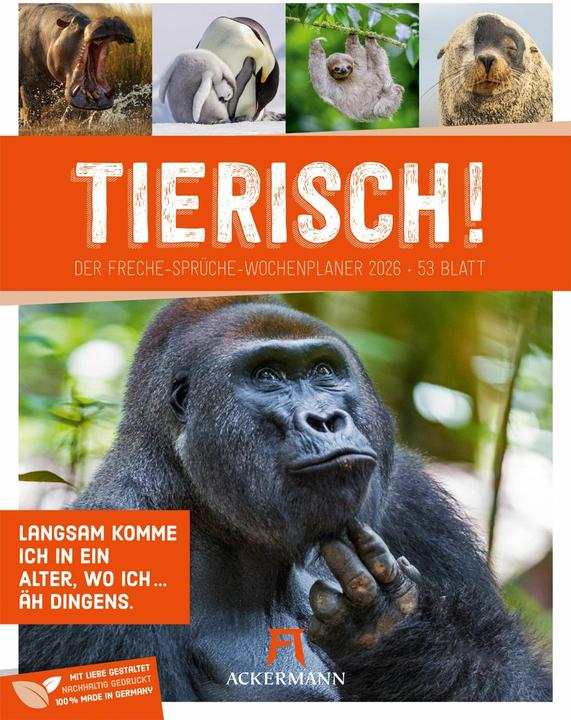 Actual product image Tierisch! Sprüchekalender - Wochenplaner Kalender 2026 (25 x 33 cm, Hardcover, German)