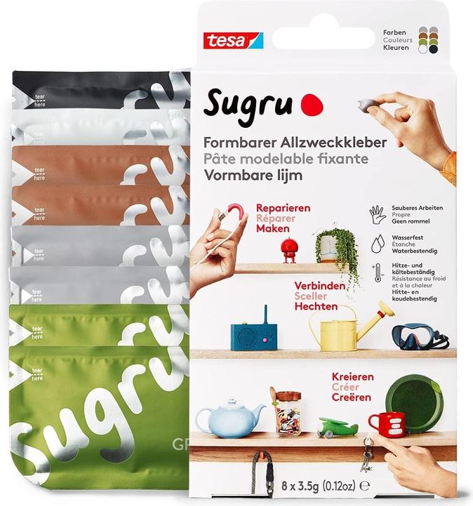 Produktbild Sugru by tesa Sugru 8x Formbarer Allzweckkleber, vielseitige Klebeknete zum Dekorieren, Kleben & Reparieren (28 g)