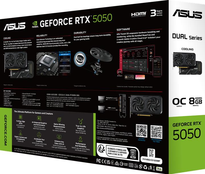 Actual product image ASUS Dual GeForce RTX 5050 OC Edition, 8192 MB GDDR6 (8 GB)