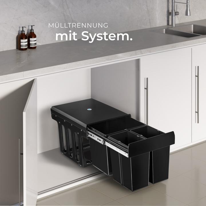 Produktbild tectake Abfallsammler Ashlyn, 3-fach Trennung, 31L, Teleskopschienen (31 l)