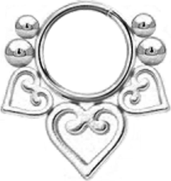 Star Piercing Anhänger silber drei filigrane Herzen vier Kugeln (ohne Messing, Chirurgenstahl 316L)