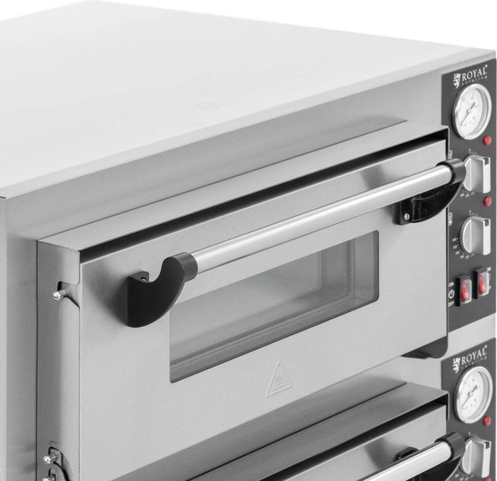 Image du produit Royal Catering Four à pizza électrique - 4+4 x 25 cm - 2 cavités - 8 400 W - 400 V- Chamotte - (Four à pizza électrique)