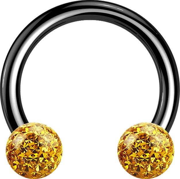 Immagine prodotto Star Piercing Campanile circolare nero con due sfere di cristallo topazio strato protettivo epossidico (senza ottone, Titanio G23)