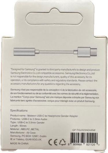 Actual product image Samsung Adapter (USB Type C, 3.5mm socket)