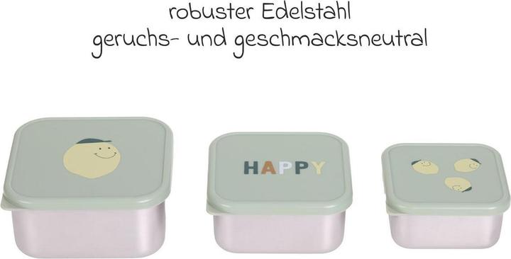 Actual product image Lässig Nahrungsbehälter & Portionierer 3-tlg. Edelstahl-Snackboxen-Set - Happy Fruits