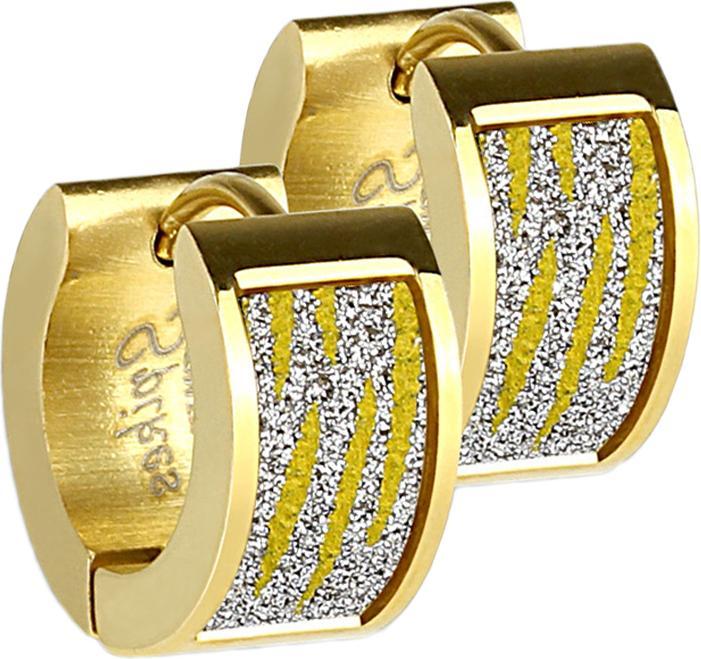 Produktbild Star Piercing Ohrring zum Klappen vergoldet mit glitter und Zebramuster (ohne Messing, Chirurgenstahl 316L)
