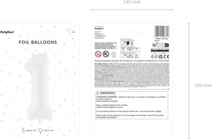 Produktbild Partydeco Ballon alu Chiffre "1" Blanc (1 x)