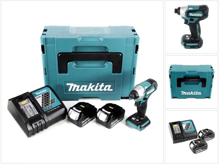 Actual product image Makita DTD 155 RFJ Cordless Brushless Impact Driver 18 V + 2x Batteries BL1830 3.0 Ah + 1x Charger (Rechargeable battery operated)