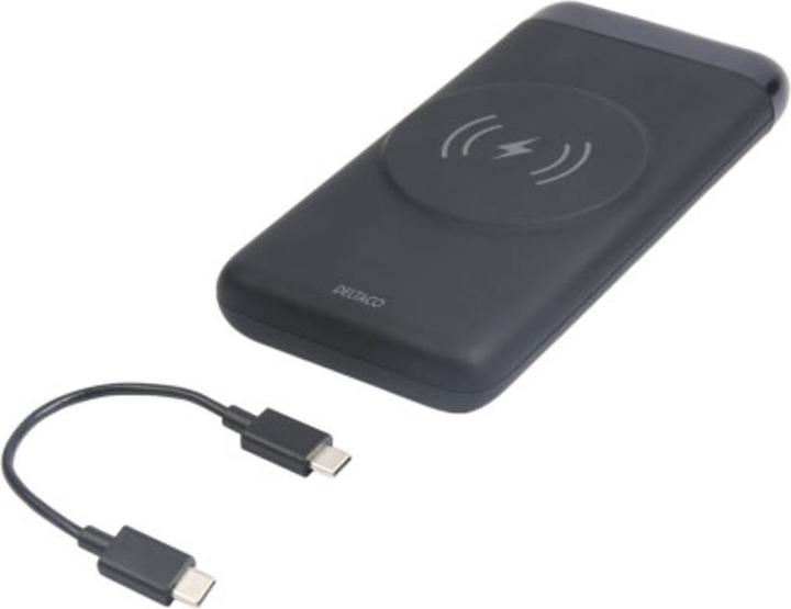 Produktbild Deltaco Powerbank 10,000 mAh, Magnetic, Wireless, 1x USB-A, 1x USB-C - Black (10000 mAh, 10 W)