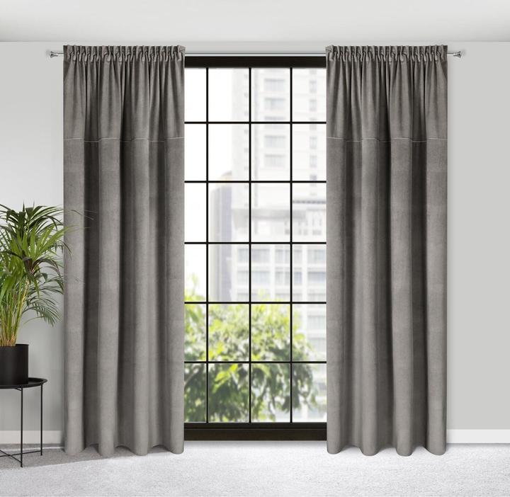Actual product image Eurofirany Velvet curtain MILO with fine textured pattern, weight 200 g/m2, ash colour, 140 x 300 cm, (140 x 300 cm)
