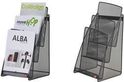 Immagine prodotto Alba Espositore da tavolo "MESHPREZA5", altezza A5, nero, 3 scomparti per formato DIN A5, in filo (A5)