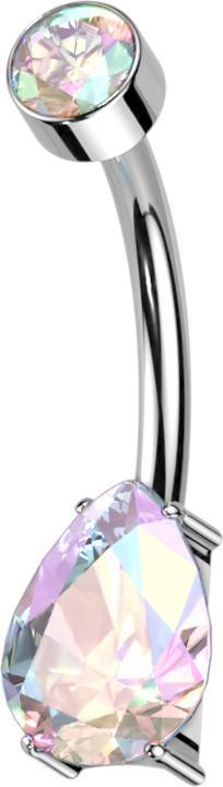 Produktbild Star Piercing Banane Innengewinde silber Zylinder Kristall multicolor Kristalltropfen multicolor (Titan G23, ohne Messing)