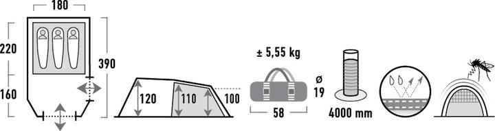 Actual product image High Peak Atmos (Tunnel tent, 5.30 kg, 3 persons)