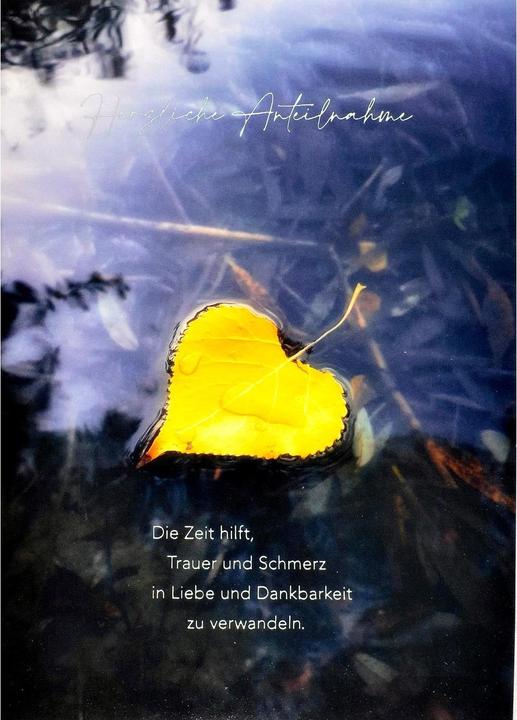 Produktbild ABC Trauerkarte Blatt im Wasser A5 (1 Stk.)