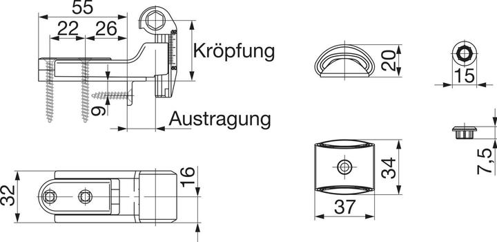 Produktbild Maco RUSTICO Ladeninnenöffner-Kurzband BLR Gr. 3, verstellbar, schwarz (56928)