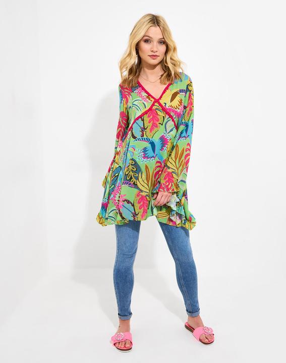 Actual product image Joe Browns Tropical Print Long Sleeve Tunic Dress (12)