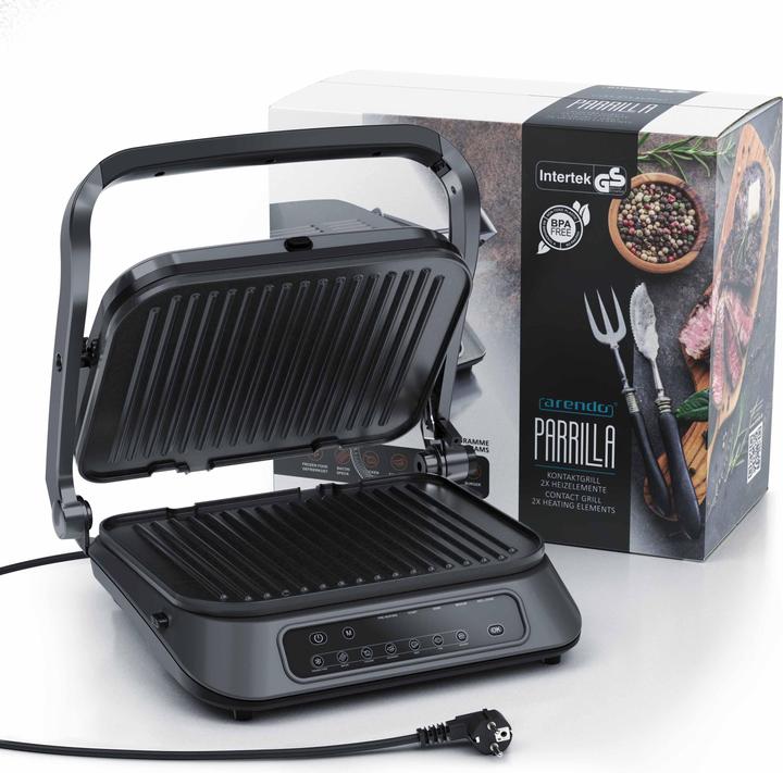 Produktbild Arendo Kontaktgrill 1900W, Digitalsteuerung, Tischgrill, Sandwichmaker, Abnehmbare Platten, Elektrogrill