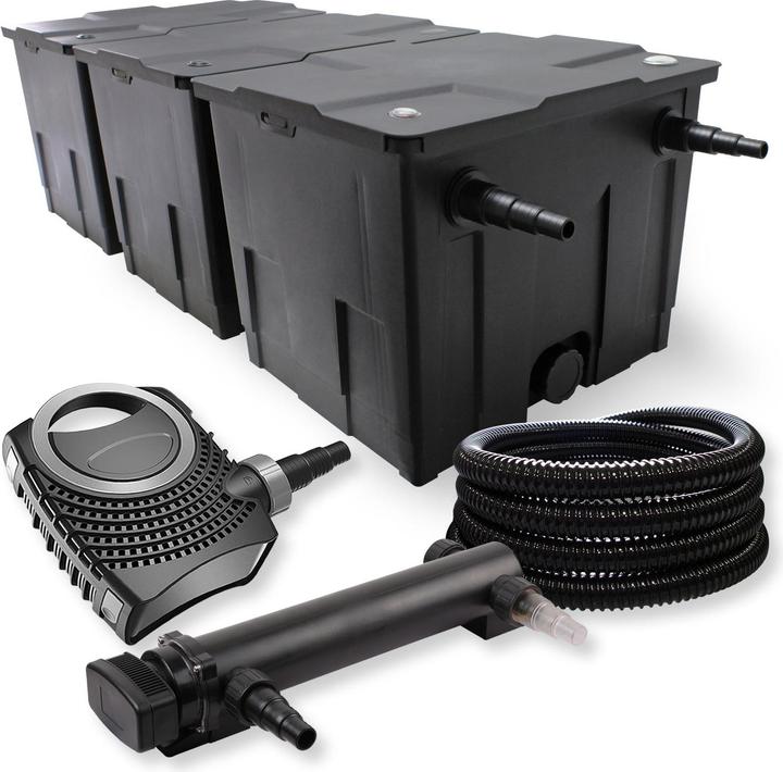 Produktbild SunSun 3-Kammer Filter Set 90000l 24W UVC 3er Teich Klärer NEO8000 70W Pumpe Schlauch