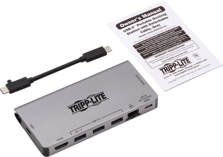 Produktbild Eaton USB-C Dock - 4K HDMI USB 3.2 Gen 1 USB-A Hub GbE Memory Card 100W PD Charging Detach (USB-C, 4 Ports)