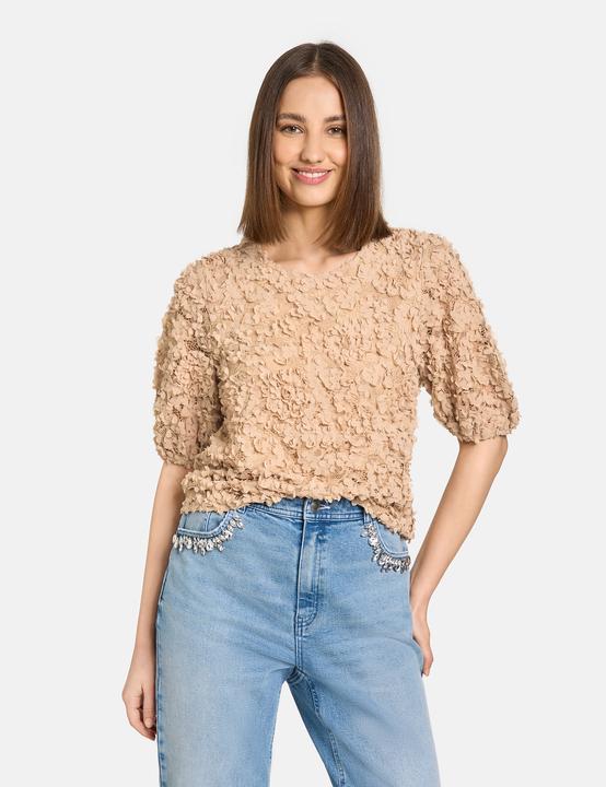 Produktbild Taifun Spitzenshirt mit Blüten-Dekor T-Shirt Kurzarm Rundhals (42)