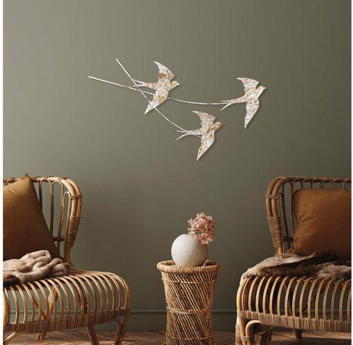 Produktbild Wallxpert Wanddekoration Schlucken Vogel 42 x 70 cm, Metall (42 x 70 cm)