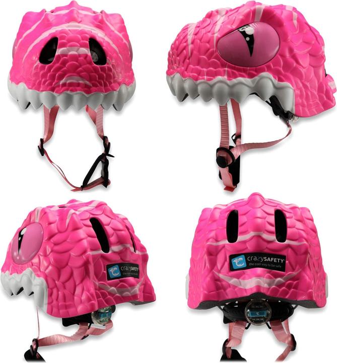 Actual product image Crazy Safety Dino Bicycle Helmet - Pink (100201-05-01) (49 - 55 cm)