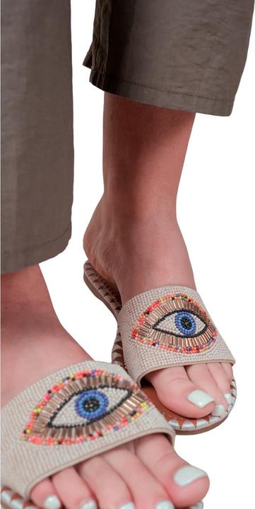 Actual product image Where's That From Womens/Ladies Cleanse Beaded Eye Flat Sandals (38)