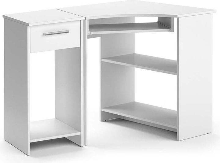 Actual product image Vicco Odin corner desk, white, 83 x 76 cm Set with PC cabinet
