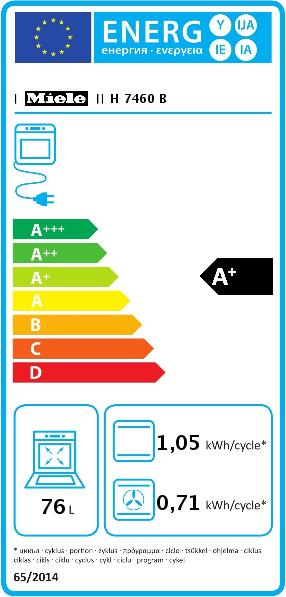 Etichetta energetica Miele Forno dal design perfettamente combinabile con illuminazione LED e PerfectClean. H 7460 B