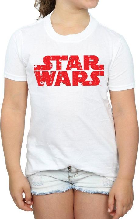 Actual product image Star Wars Girls Christmas Logo Cotton T-Shirt (140, 146)