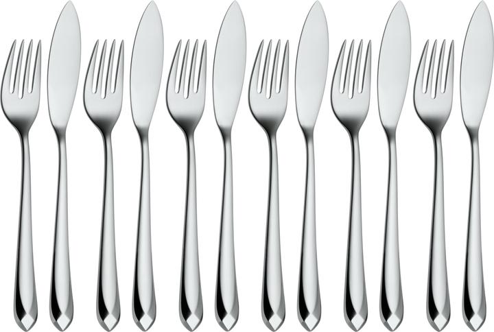 Produktbild WMF Fischbesteck Fischmesser Fischgabel Fischset Jette 12tlg Edelstahl poliert (12 Stück, Besteck Set)
